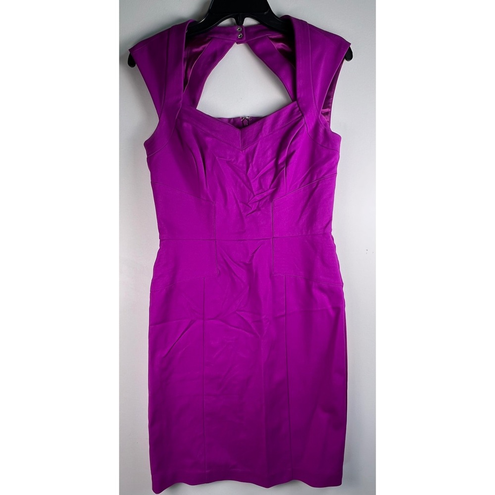White House Black Market‎ Orchid Purple Cap Sleeve Cutout Sheath Dress Size 2
